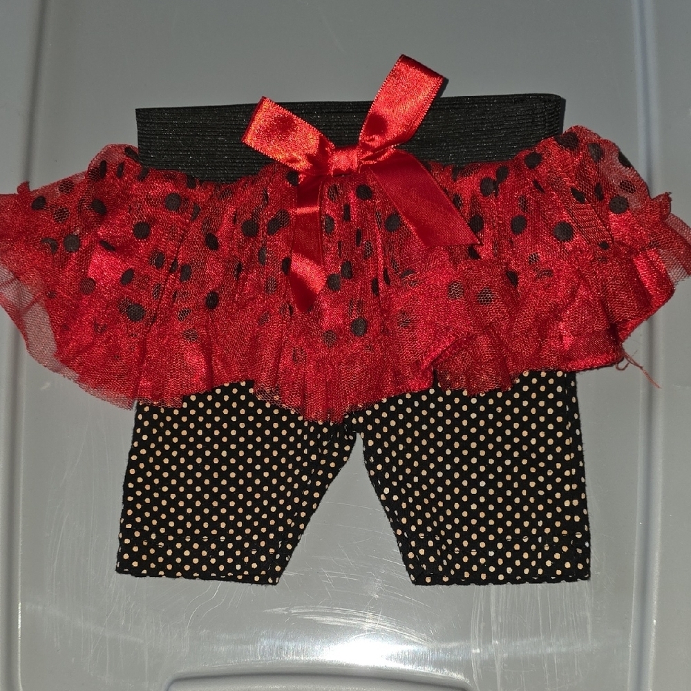 (J59) Red and Black Kids Leggings Sz 0-3 Months